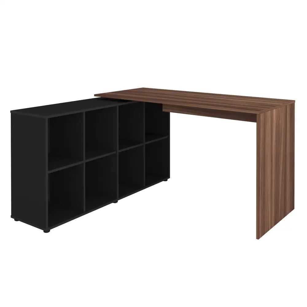 Netro Walnut Brown-Black Office Desk