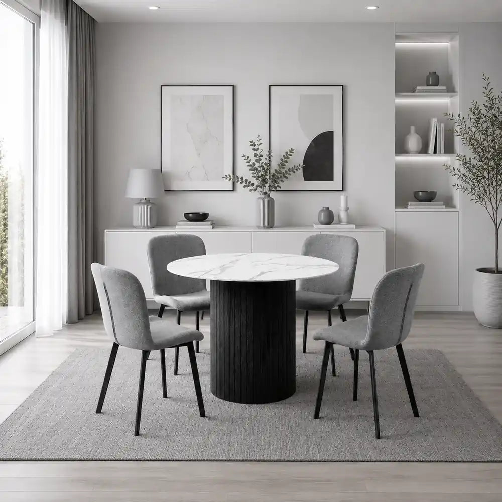 Oslo 5pc Dining Set Black-Grey
