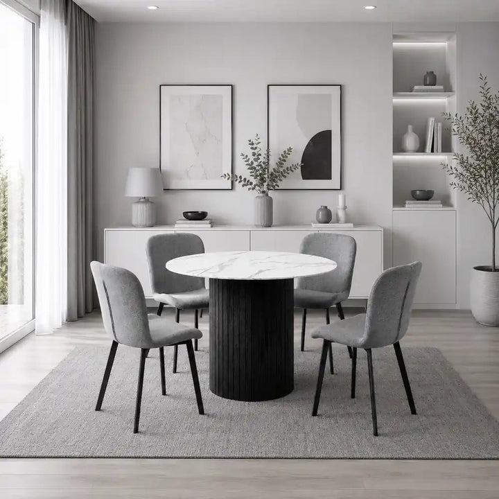 Oslo 5pc Dining Set Black-Grey