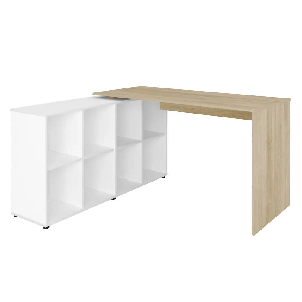 Netro Light Oak-White Office Desk