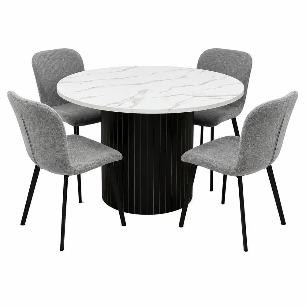 Oslo 5pc Dining Set Black-Grey