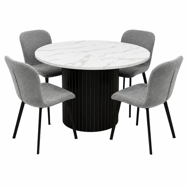 Oslo 5pc Dining Set Black-Grey
