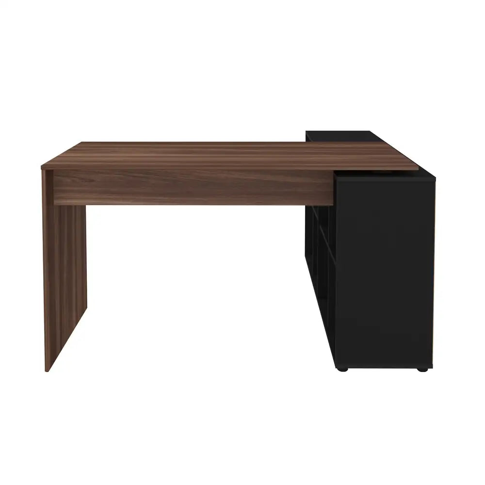 Netro Walnut Brown-Black Office Desk