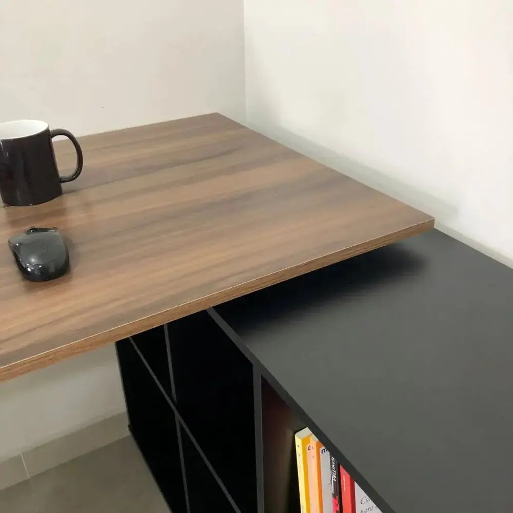 Netro Walnut Brown-Black Office Desk