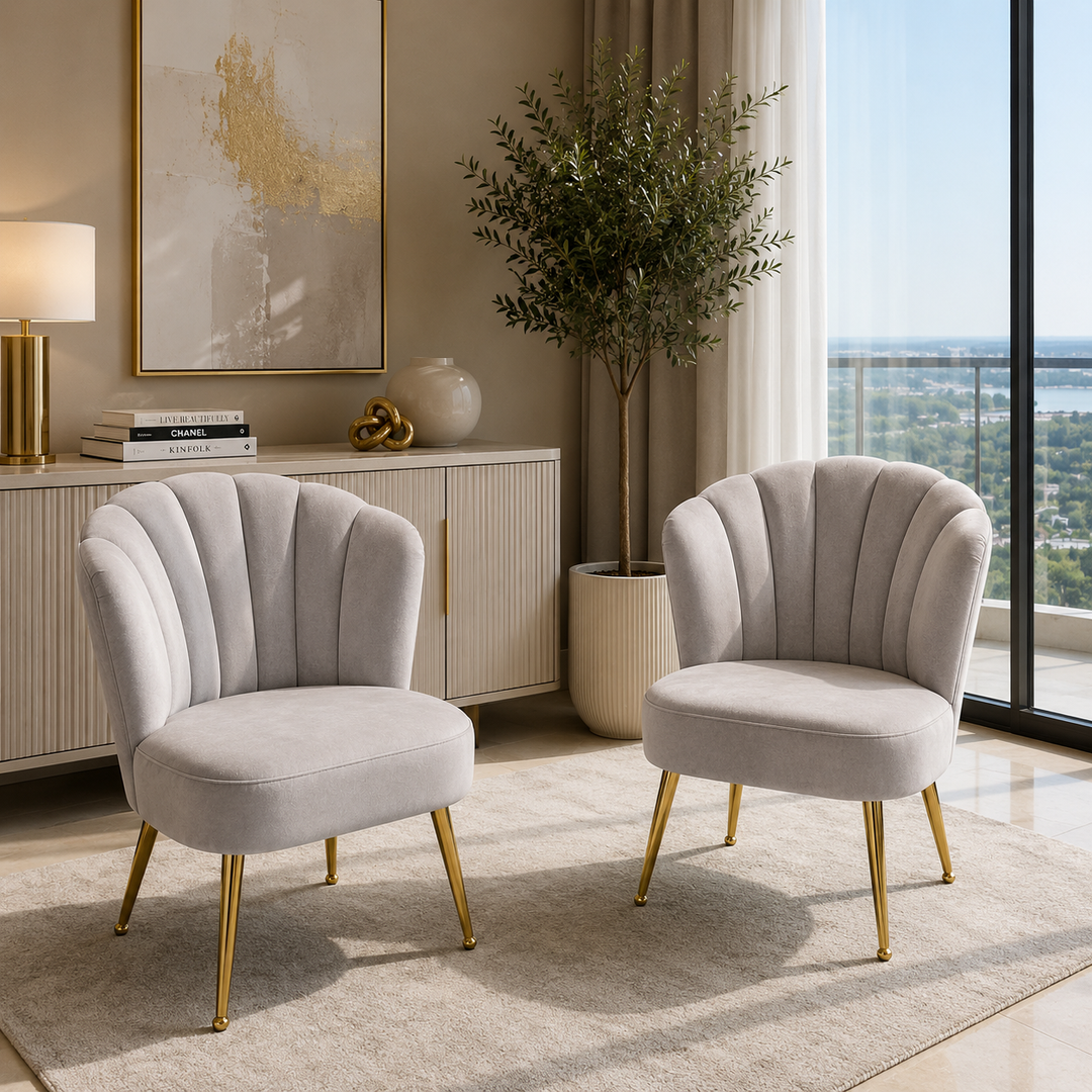 Honey Velvet Scalloped Dining Chair