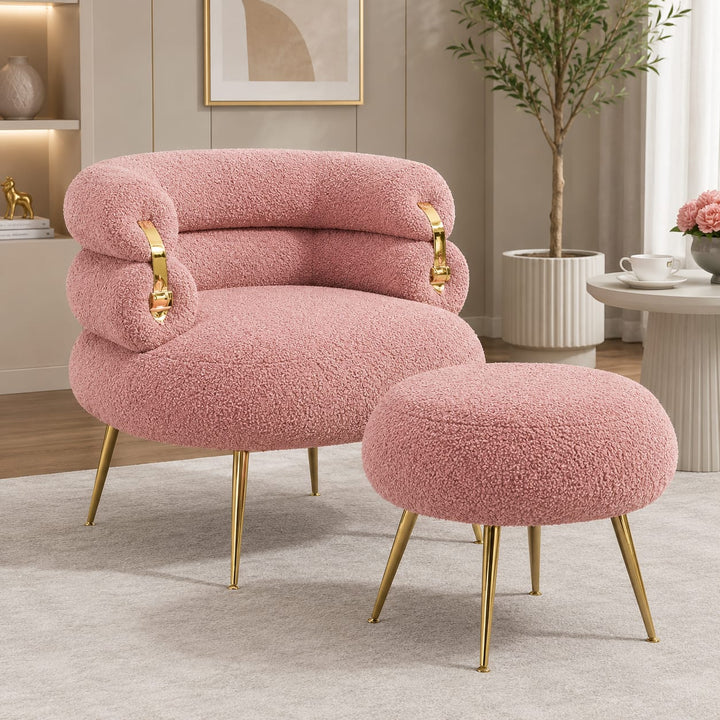 Ariah Upholstered Tufted Armchair With Footstool