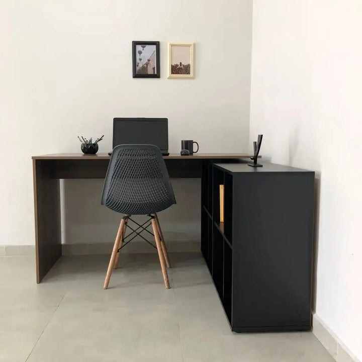 Netro Walnut Brown-Black Office Desk