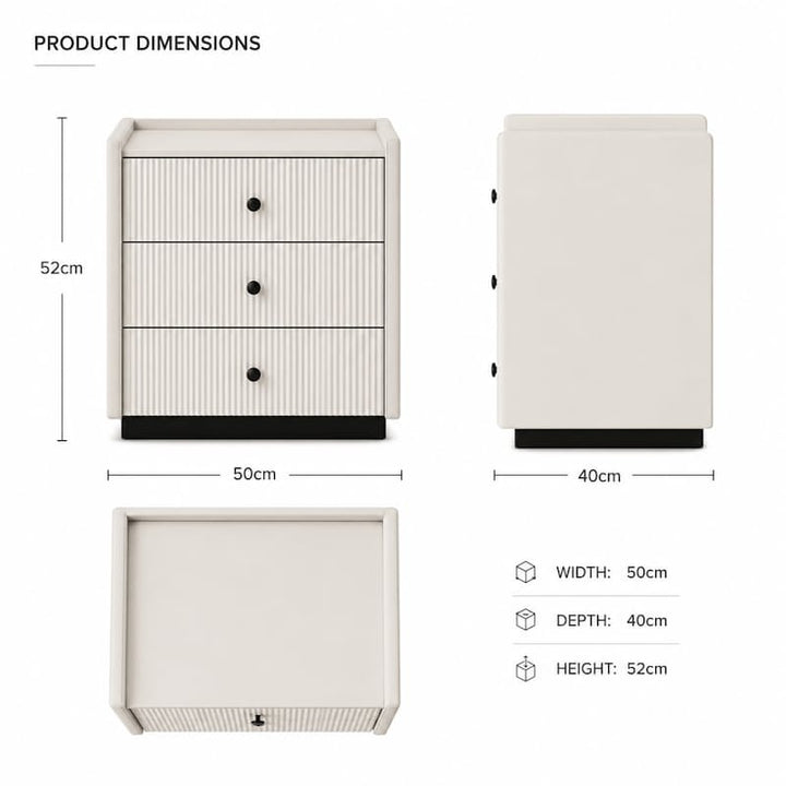 Dana 3-Drawer Ribbed Pedestal