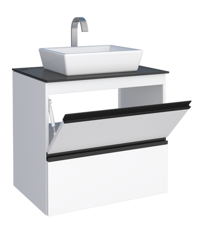 Gaia Steel Bathroom Vanity With Tempered Glass And Prisma Basin