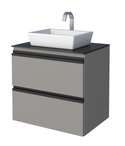 Gaia Steel Bathroom Vanity With Tempered Glass And Prisma Basin