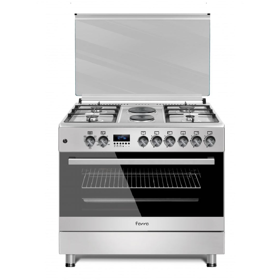 Ferre Free Standing  4 + 2 Electric Burners 90cm Gas/Electric Stainless Steel