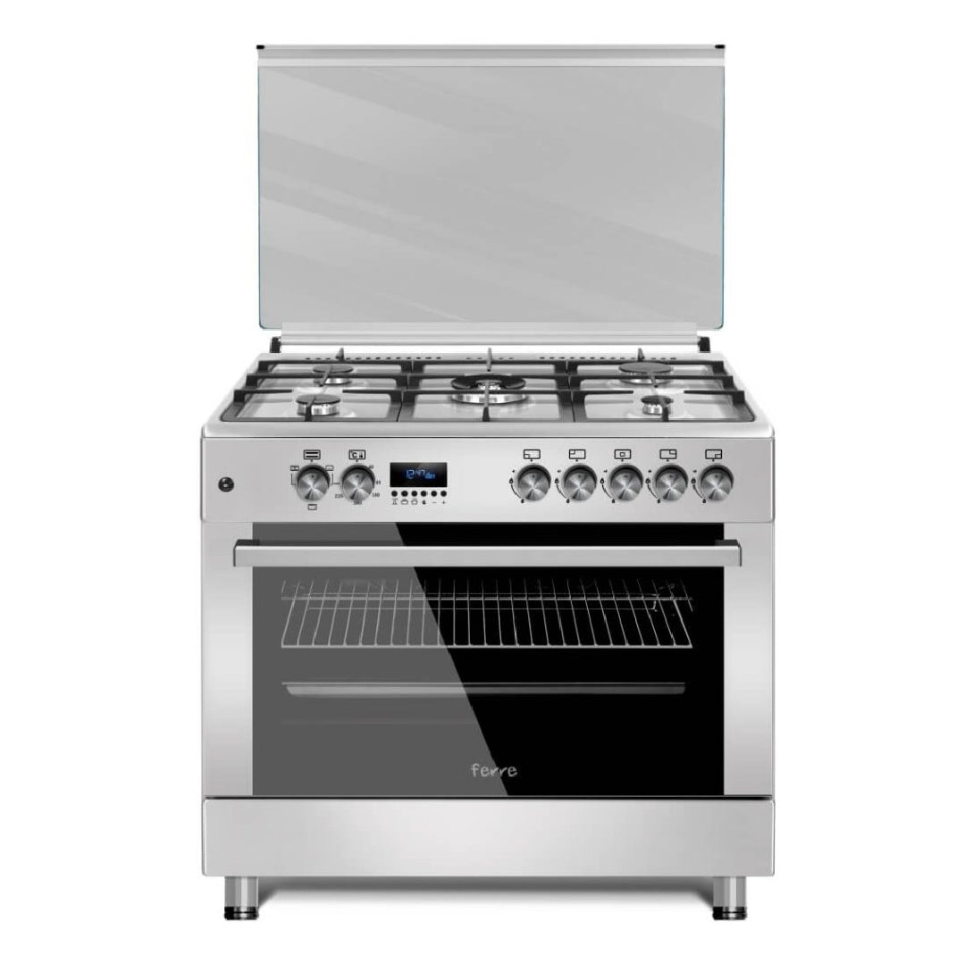 Ferre Free Standing 5 Gas Burners 90cm Gas/Electric - With Display